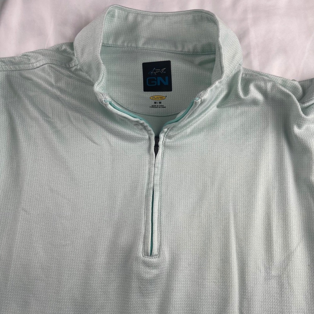 Greg Norman Mens Quarter Zip Pullover Shirt M Aqua Blue Play Dry Golf Casual - Picture 3 of 9